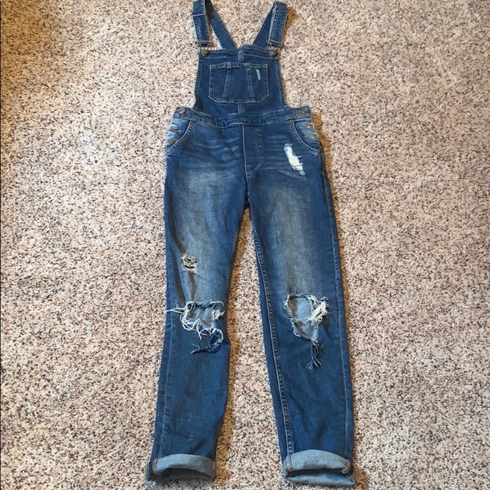 Denim Ripped Overalls